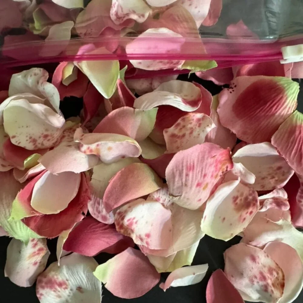 Beautiful Silk Blend Ivory and Pink Rose Petals, Weddings, Decorations, Events
